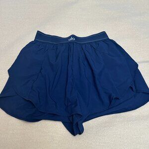 💖 New!! Alo Yoga Blue Double Layer Sports Shorts Women's Size S 💖